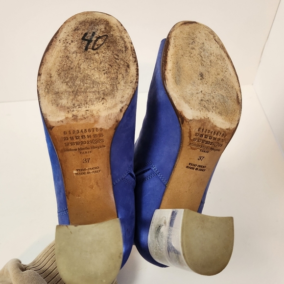 Maison Martin Margiela Blue Suede Leather Clear Heel Booties Boots Shoes 37 7 - Picture 13 of 15